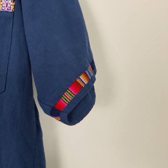 Andes Men's Short Sleeve Blue Cotton Handmade T-shirt Size Large Awayo Tee - Picture 5 of 9